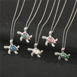 kelistom Sea Turtle Pendant Necklace for Women Men Silver Plated Link Chain Animal Jewlery