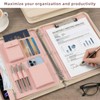 Zippered Padfolio with 3-Ring Binder & Clipboard, PU Leather Portfolio