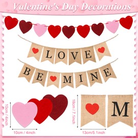 6 Pieces St. Patrick's Day Lucky Burlap Banner and Love Heart Banner Bunting Garland for Party Home Valentine's Day Anniversary Decoration