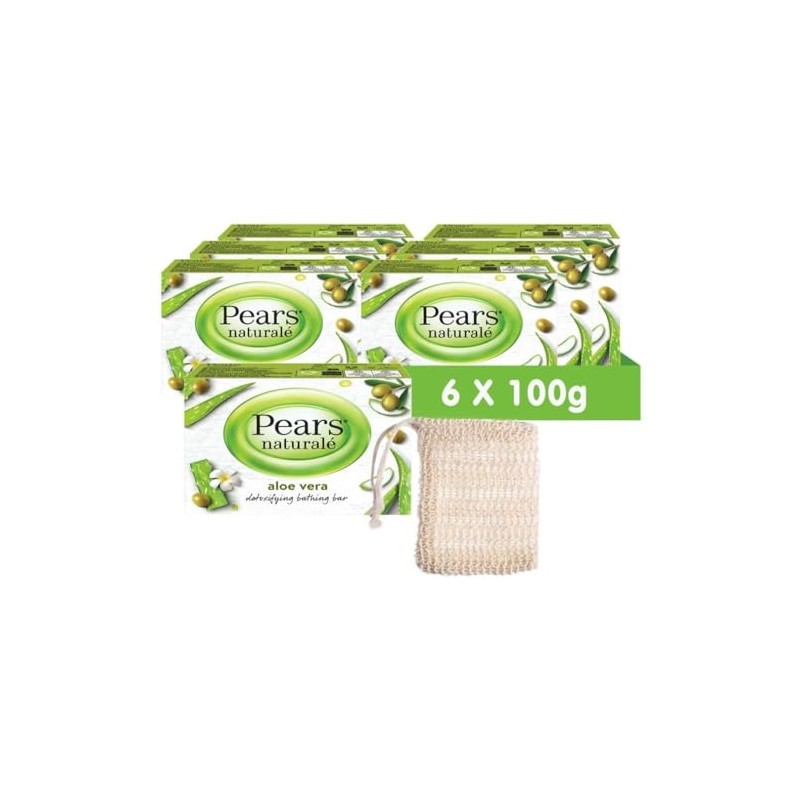 Pears Naturale Aloe Vera Soap Bars 100g 6 Pack +
