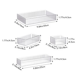 MVPACKEEY 7PCS Clear Drawer Organizers Bins Makeup Drawer Organizer Trays Drawer Organisers Set Desk Drawer Organisers Set for Kitchen, Bathroom, Utensils, Makeup, Office