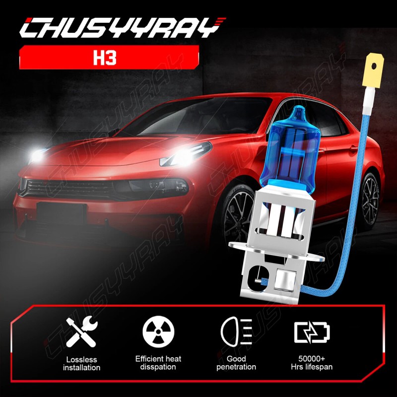 CHUSYYRAY H3 White Halogen Fog Lamps Bulbs FOR 2003 2004