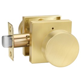 Haidms Gold Door Knobs Interior, Brass Heavy Duty Square Passage Door Knob for Bedroom Closet Door Handles No Locking Brushed Gold Privacy Door Knobs Bathroom