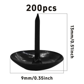 bociloy 200PCS 7/16" Upholstery Tacks Furniture Nails Pins, 11×13mm Decorative Furniture Tacks, Round Head Furniture Thumb Pushpin DIY Tacks for Upholstered Furniture Cork Board, Black