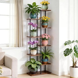 FURRIFIC Mueble para Plantas y Soporte para Plantas de 8 Niveles Maceteros para Interior y Exterior de Hierro Resistente,Estante Organizador de Espacio para Sala, Dormitorio, Oficina, Jardín