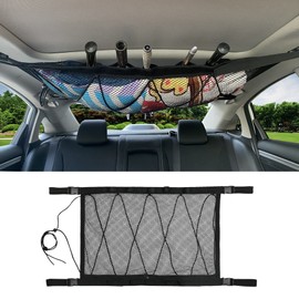 JLDTOP Vehicle Fishing Rod Holder for Car, Roof Rack Fishing Rod Holder, Vehicle Ceiling Roof Fishing Pole Storage Mesh, Portable Polyester Mesh Organizer for Long Travel Fishing (Black2)