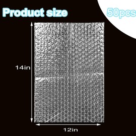 50 Pcs Clear Bubble Out Bag 12X14 Inch, Bubble Pouches Wrap for Shipping, Double Walled Cushioning Bags for Moving, Packing and Extra Protecting Fragile Item