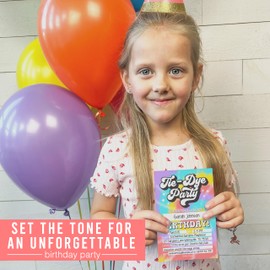 Hadley Designs 15 Tie Dye Birthday Party Invitations for girls-Kids Birthday Invitations