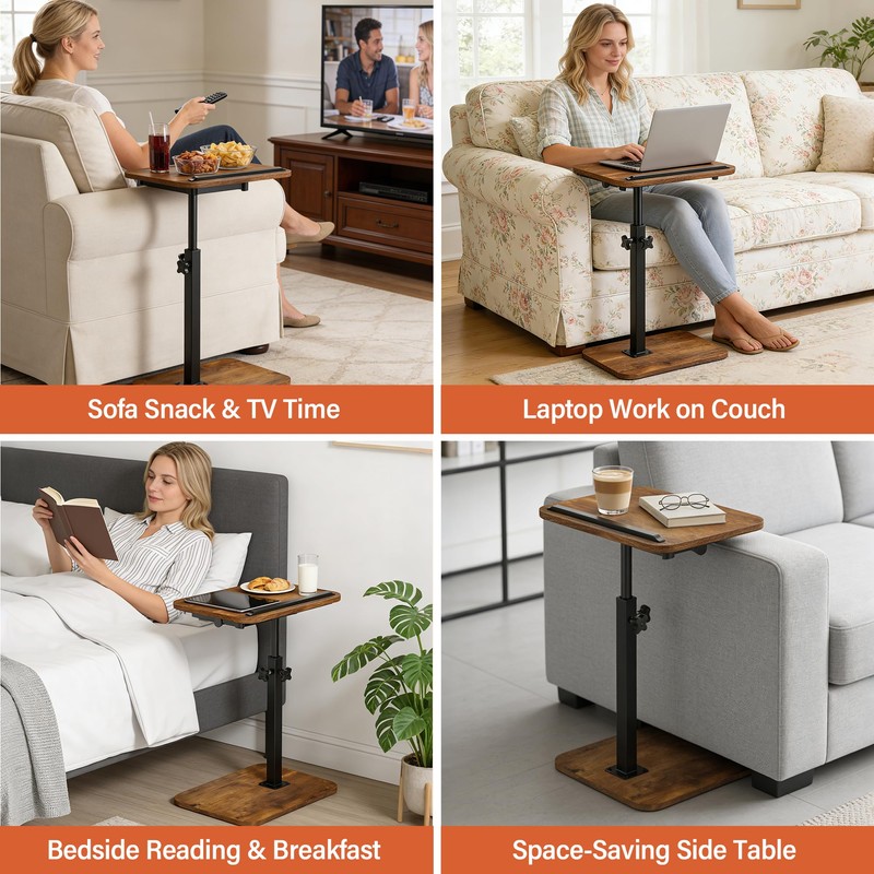 Relahous 360° Swivel TV Tray Table with 0-90° Tilt Top,