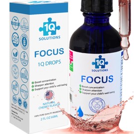 1Q Focus – Liquid Cognitive & Brain Support Drops for Kids | Acetyl L-Carnitine + B1, B6, B12 & Folate | Sugar-Free, Vegan, Non-GMO, Gluten-Free | Advanced Absorption | 2 fl oz 30 Servings