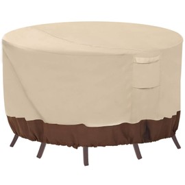 Vailge Round Patio Furniture Covers, 100% Waterproof Outdoor Table Chair Set Covers, Anti-Fading Cover for Outdoor Furniture Set, UV Resistant (Beige&brown, 96"DIAx28"H)