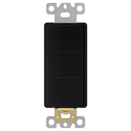 ENERLITES Triple Paddle Rocker Combination Decorator Switch, Gloss Finish, Ground Terminal, Side Wiring, Copper Only, Single Pole, Residential/Commercial Grade, 15A 120V-277V, 62755-BK, Black