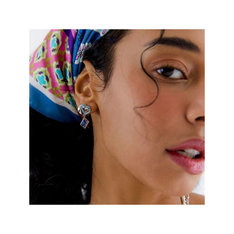 [POPTS] Blue basic heart drop earrings OTE122533EWL white / [POPTS]