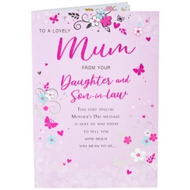 Piccadilly Greetings Modern Mother's Day Card Mum from Daughter & Son in Law - 9 x 6 inches - Regal Publishing,Pink