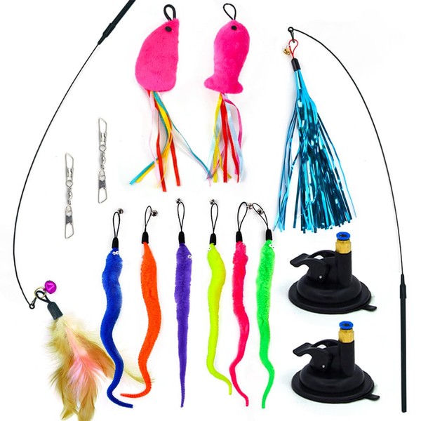 VIVIIHOO Cat Toy Set 16 Pieces - Interactive Cat Fishing