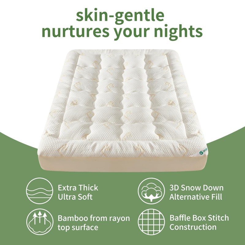 Premium 100% Waterproof Queen Mattress Topper, Breathable Mattress Pad, Rayon