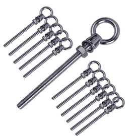 EFUTURETIME 12 x Eye Bolts M8 Wood Thread Eye Bolt Stainless Steel Eye Bolt with Nut