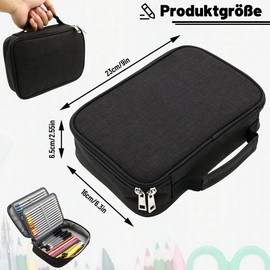 WUISOLQP Large Pencil Case, Black with 72 Slots, Removable Pencil Case, 5 Compartments, Pencil Case, Large Pencil Case, School Pencil Case for Boys Girls Adults Teenagers