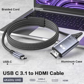 APCUWCQ USB C auf HDMI Kabel 4K@60Hz 2M Geflochtener USB Typ C zu HDMI Adapter f??r Heimb??ro Thunderbolt 4/3 Kompatibel mit MacBook Pro 2021/2020, MacBook Air,iPad Pro 2021, Surface Book 2,Galaxy S23 S2