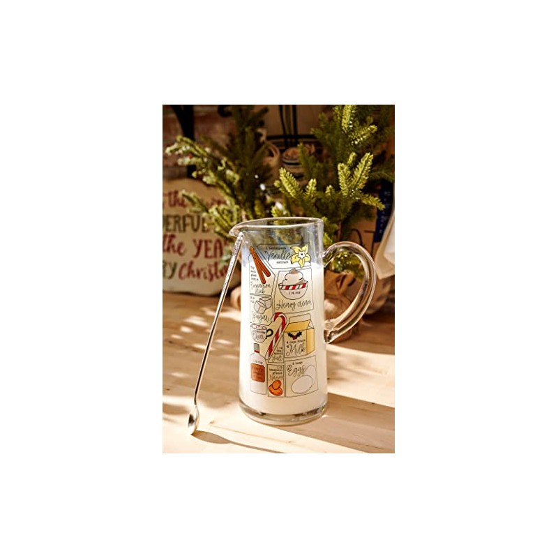 Mud Pie Christmas Eggnog Ingredients Pitcher Set, pitcher 67 oz