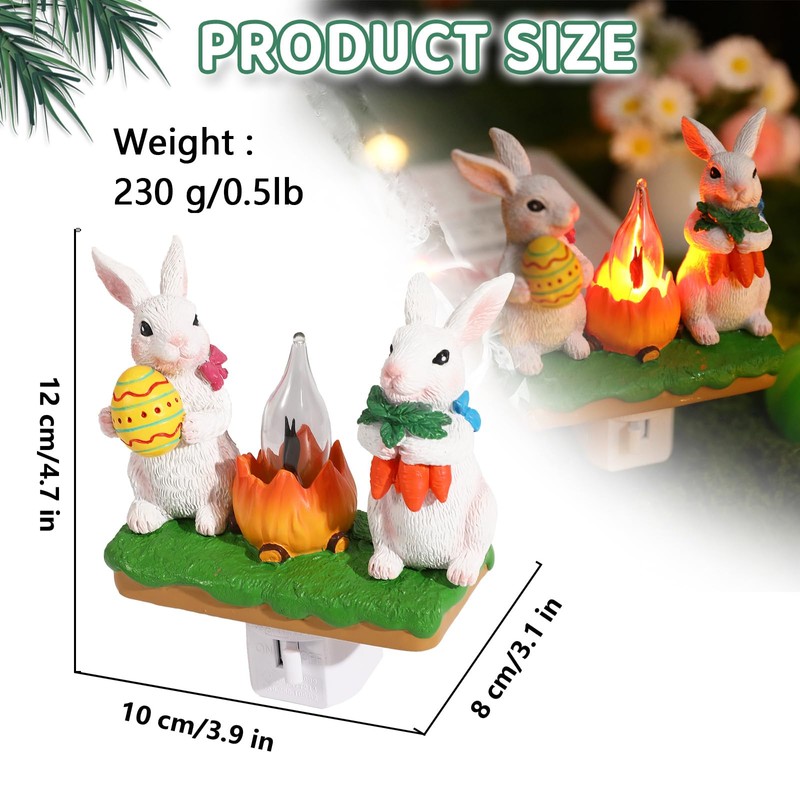 Bunny Campfire Flickering Nightlight, Easter Night Light Plug Into Wall