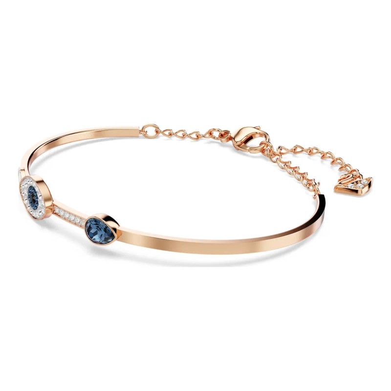 Pulsera Oro Rosa Con Ojo Turco Y Zafiro Protección Elegante