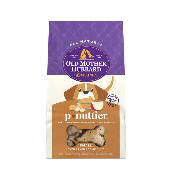 Old Mother Hubbard by Wellness Classic P-Nuttier Natural Dog Treats, Crunchy Oven-Baked Biscuits, Ideal for Training, Small Size, 20 ounce bag
