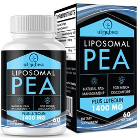 Ulmubra Liposomal Palmitoylethanolamide 1300 MG Plus Luteolin 100 MG, Superior Absorption, Micronized Pea Supplement for Discomfort Management, 60 Softgels