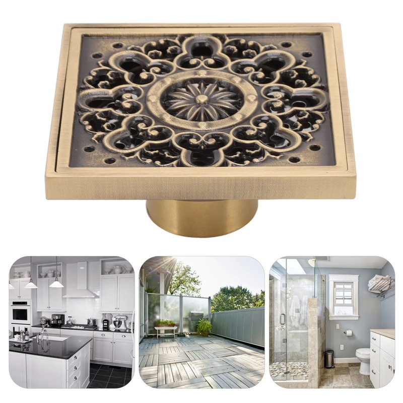 Copper Floor Drain Squared Retro Large Flow Odor Proof Shower