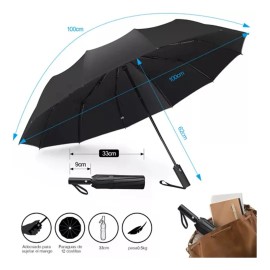 Viess paraguas sombrilla de bolsillo automático reversible color negro