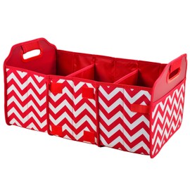 Picnic at Ascot 3 Section Folding Trunk Organizer- Designed & Quality Approved in the USA, Red Chevron