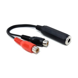 DRUT 6.35mm Mono Socket to Twin RCA Phono Sockets Audio Cable Adapter