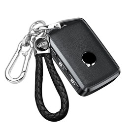 ontto Alu Car Key fob Cover Keychain fit for S60 S90 XC40 XC60 XC90 V60 V90 T5 T6 T8 Polestar 1 Polestar 2 Leather Smart Key Shell Case key holder bag keyring protection accessories Black