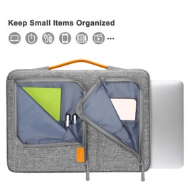 MOSISO 360 Protective Laptop Sleeve Compatible with MacBook Air/Pro, 13-13.3 inch Notebook, Compatible with MacBook Pro 14 M3 M2 M1 2023-2021, Side Open Bag with 2 Accessory Pockets&Handle&Belt, Gray