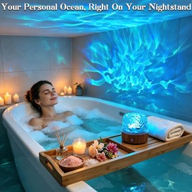 HURODEN Ocean Wave Projector Night Light, 16 Color LED Aurora Light Projector with 4 Modes Ambient Lighting, Water Ripple Mood Lamp for Bedroom Bathroom Home Ceiling Decor
