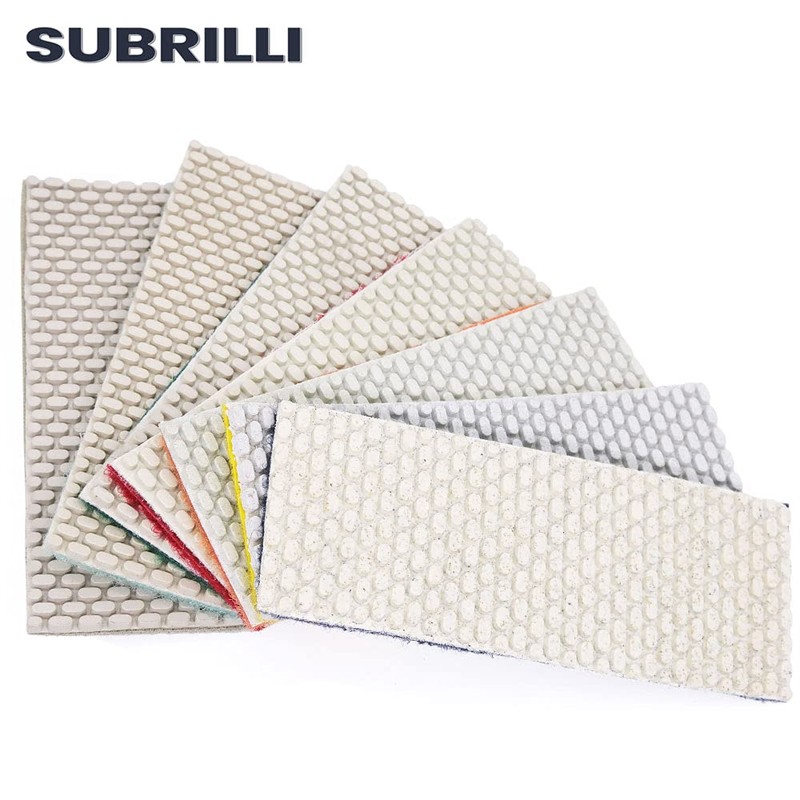 SUBRILLI Diamond Hand Polishing Pads with Backing Pad for Glass