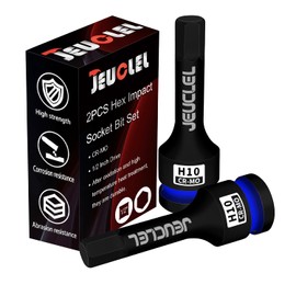 JEUCLEL 2Pcs 10mm Hex Impact Bit Socket, H10 1/2-Inch Impact Drive Allen Socket, Cr-Mo Steel Lengthen Hex Screwdriver Adapter for Electric Ratchet Wrenches Fastening Screws