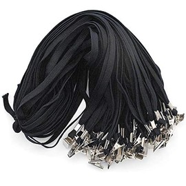 Beebel 50PCS 32-Inch Flat Lanyards with Badge Clip (Black)