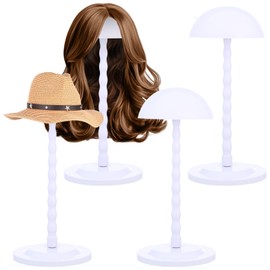Geelin 4 Pcs Wig Head Stand for Display Multiple Wigs Mannequin Head 13.8 Inch Portable Stable Non Slip Hat Display Stand Travel Wig Holder for Styling DIY Practice Hat Holder(White)