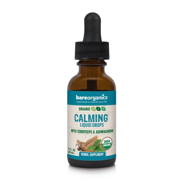 BareOrganics Calming Liquid Drops, Herbal Supplement, 1 Ounce