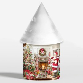 Leonardo Christmas LED Light Up Santa Fireplace Scene Lantern Lamp Decoration 21cm High