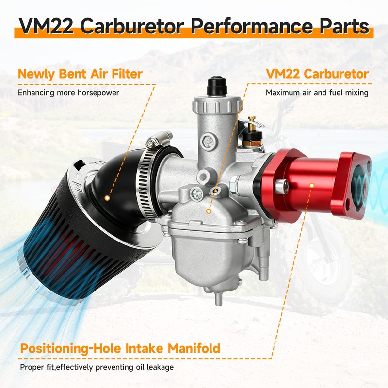 FVRITO VM22 Carburetor & 7/8'' Mini Bike Throttle Kit for