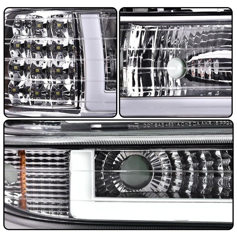 CNNELL LED Headlights Assembly Compatible with Chevy Silverado 1999-2002/Fit Suburban