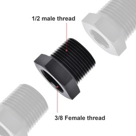 EVIL ENERGY 1/2" NPT Male to 3/8" NPT Female Reducer Bushing Fitting Adapter Hex Aluminum Black