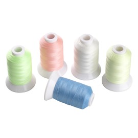 Simthread 5 Colors Luminous Glow in The Dark Embroidery Machine Thread, 550 Yrds Each