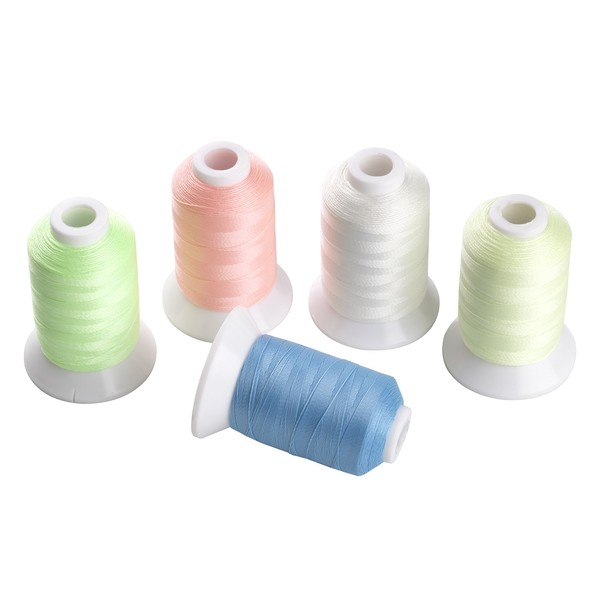Simthread 5 Colors Luminous Glow in The Dark Embroidery Machine