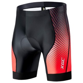 XGC men's cycling shorts and cycling briefs, elastic and breathable with high-density 4D sponge seat pad, red, xl