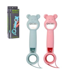 Jar Opener 4 In 1 Bottle Opener、Multifunction Jar Can Beer Bottle Opener Cool Bottle Opener，Bottle Opener To Protect The Nail Use For Elderly And Arthritis Sufferers (pink+blue)