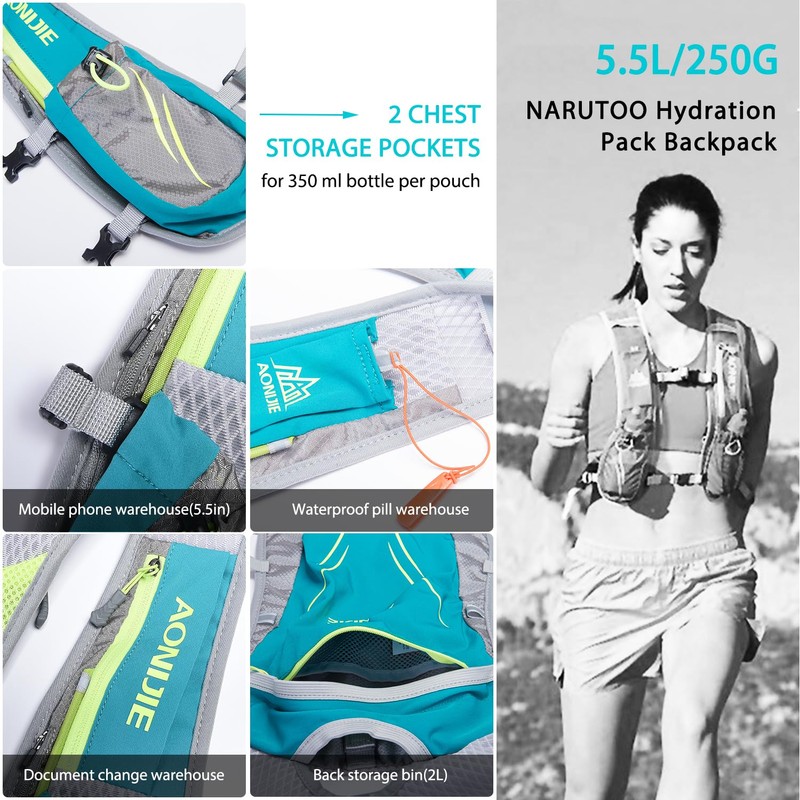HEARTST Running Bag Marathon Backpack Daypack 5.5L Lightweight Breathable Waterproof