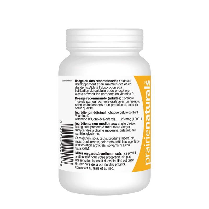 Prairie Naturals Prairie Naturals Vitamin D3 1000 IU 500 softgels